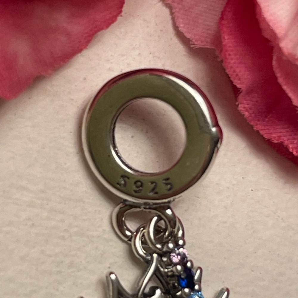 Bracelet Charm Chakra Colors and Lotus Flower Sterling Silver - Picture 8 of 10